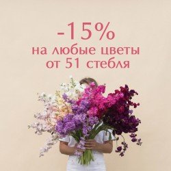 «Охапки цветов от 51 стебля — скидка 15%»
